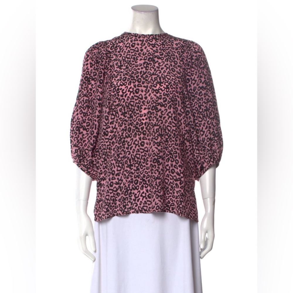 Les Rêveries Silk Animal Print Blouse size 2